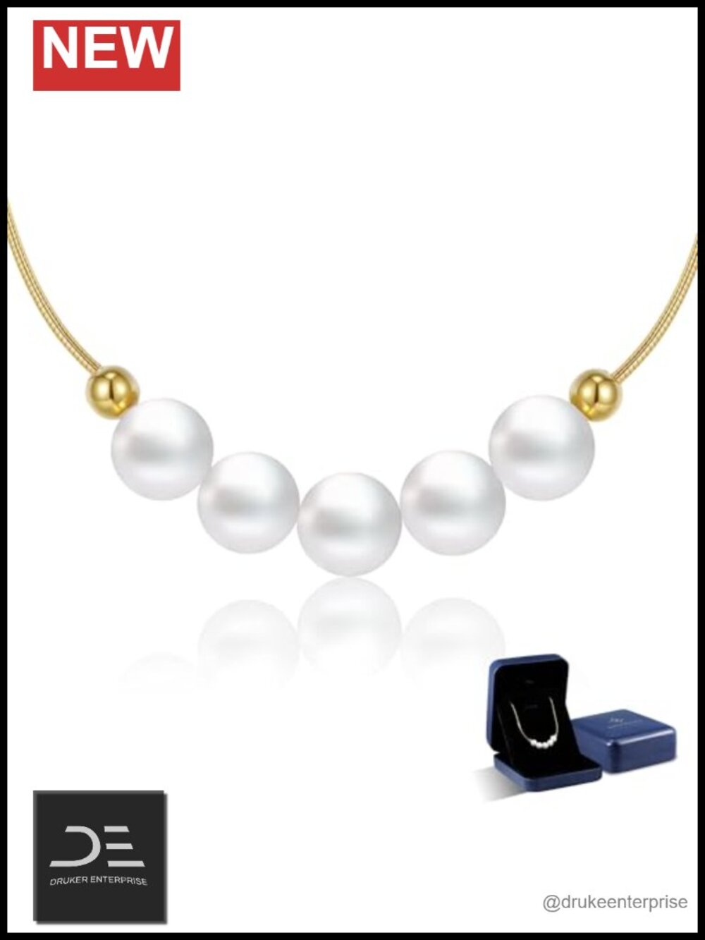 Edison Freshwater Pearl Necklace 18k Gold Plated 925 Sterling Silver 7 Pearls